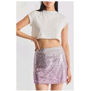 NEW LoveshackFancy Arturo Sequin Mini Skirt Pink Ombre Party Cocktail Dance 6